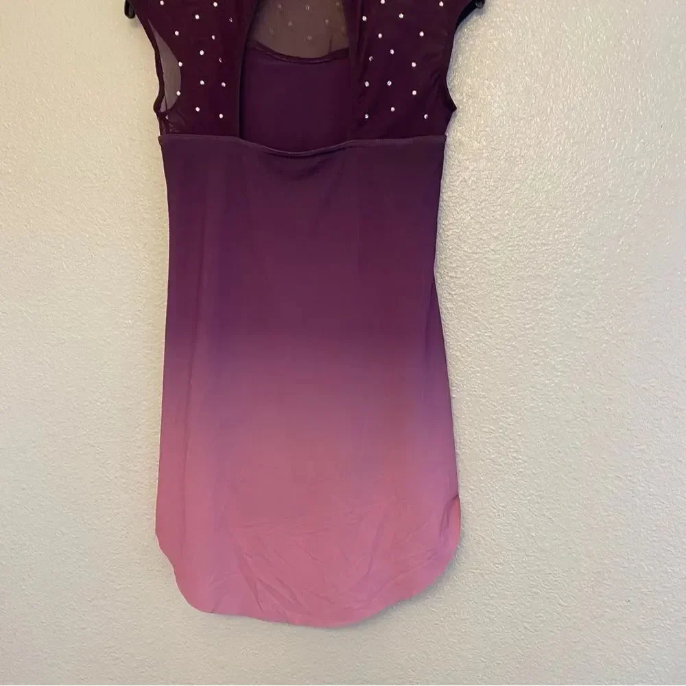 WEISSMAN Dance Costume purple rhinestones ombre Have Mercy 13294 IC- child 7/8